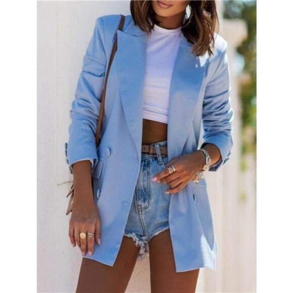 Double-Breasted Long Sleeve Blazer - Picture 9 of 15